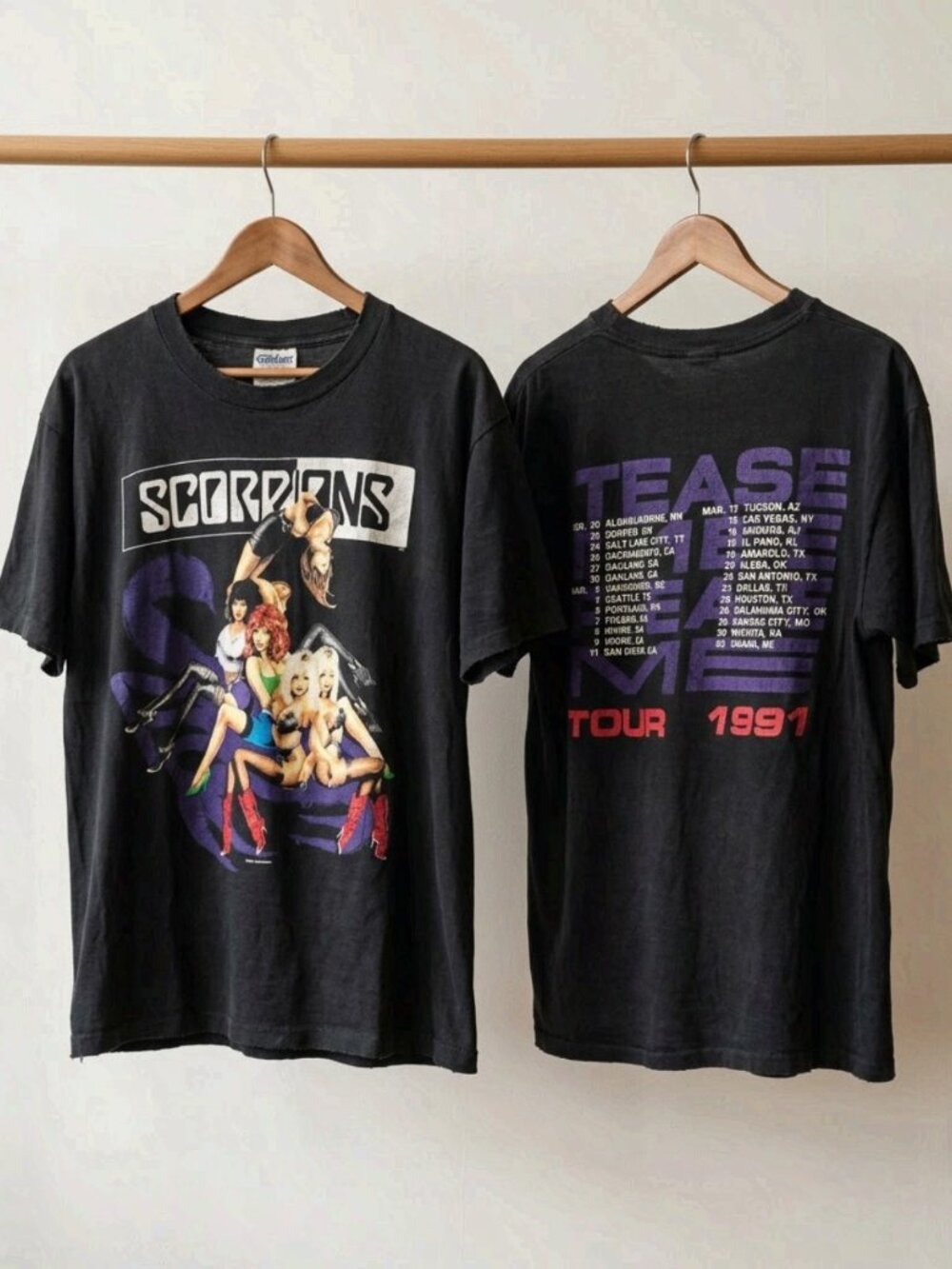 Vintage 1991 Scorpions Tease Tour Band T-Shirt Music Rock 90s